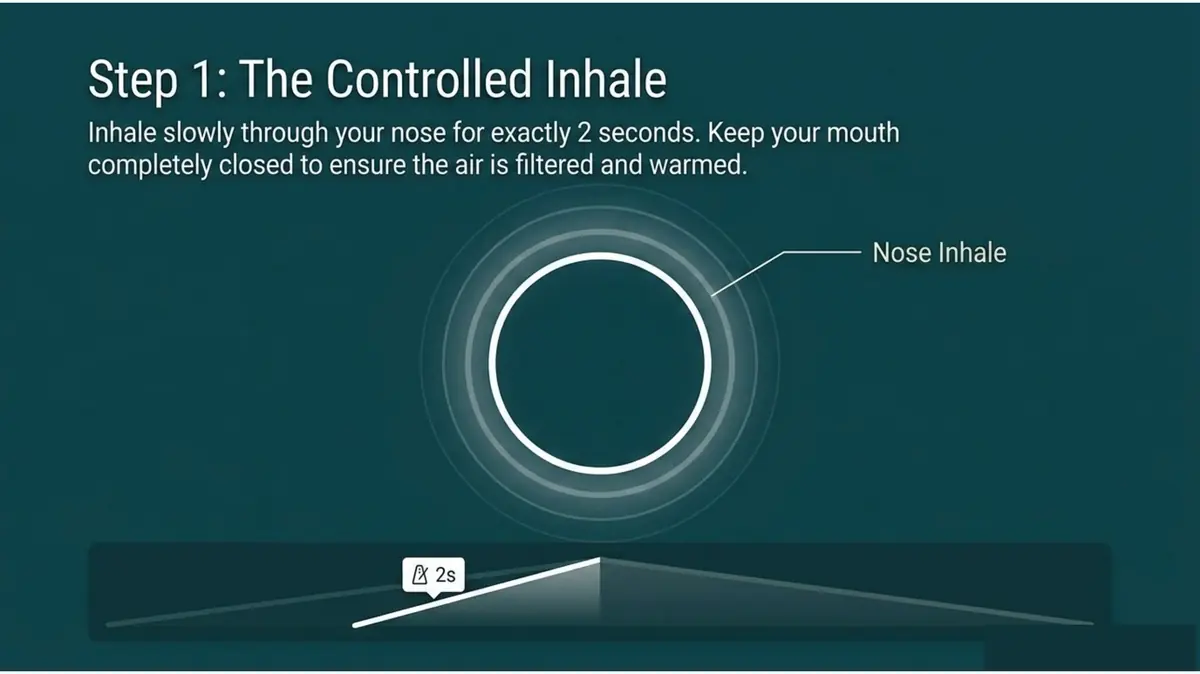 Pursed Lip Step 1 Controlled Nasal Inhale Infographic 8